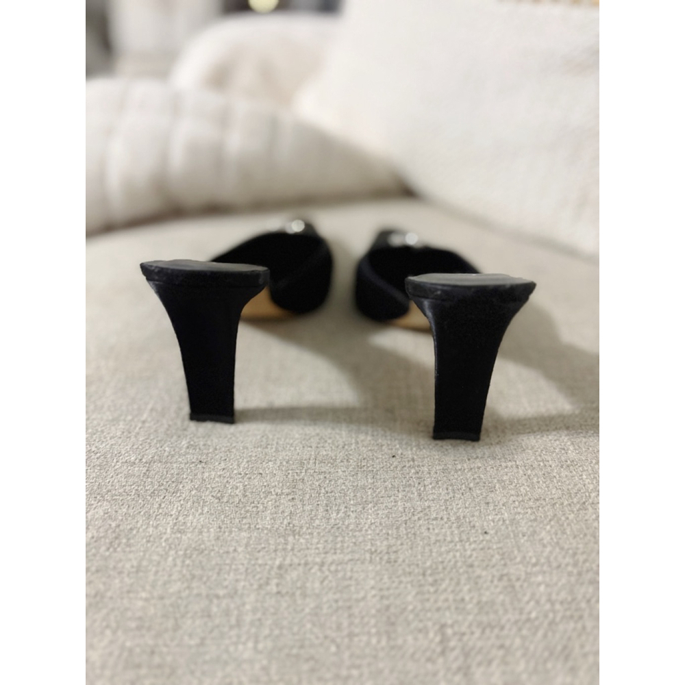 J. Renee Vintage Satin & Leather Cocktail Mule Heels - Picture 5 of 7